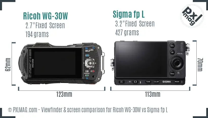 Ricoh WG-30W vs Sigma fp L Screen and Viewfinder comparison
