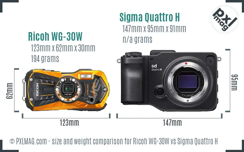 Ricoh WG-30W vs Sigma Quattro H size comparison