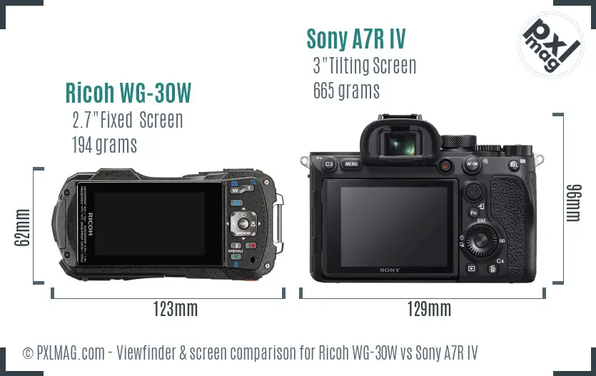 Ricoh WG-30W vs Sony A7R IV Screen and Viewfinder comparison Ricoh WG-30W vs Sony A7R IV Screen and Viewfinder comparison