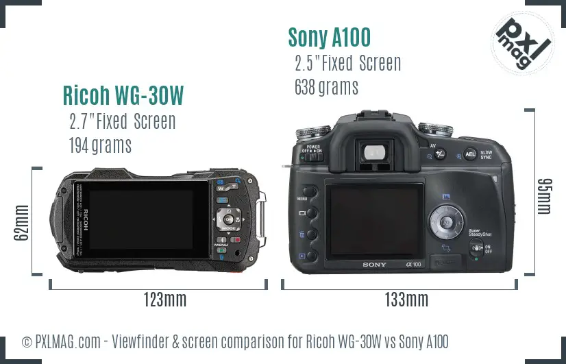 Ricoh WG-30W vs Sony A100 Screen and Viewfinder comparison Ricoh WG-30W vs Sony A100 Screen and Viewfinder comparison