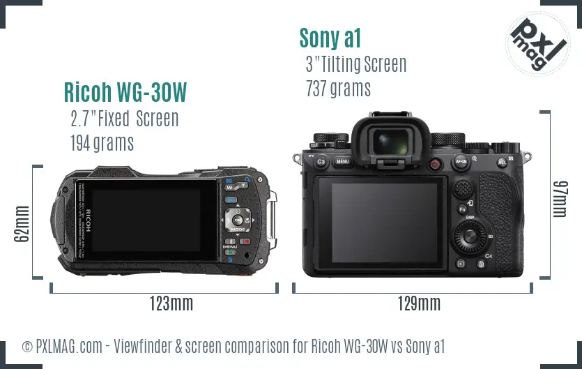Ricoh WG-30W vs Sony a1 Screen and Viewfinder comparison