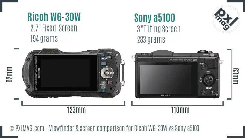 Ricoh WG-30W vs Sony a5100 Screen and Viewfinder comparison