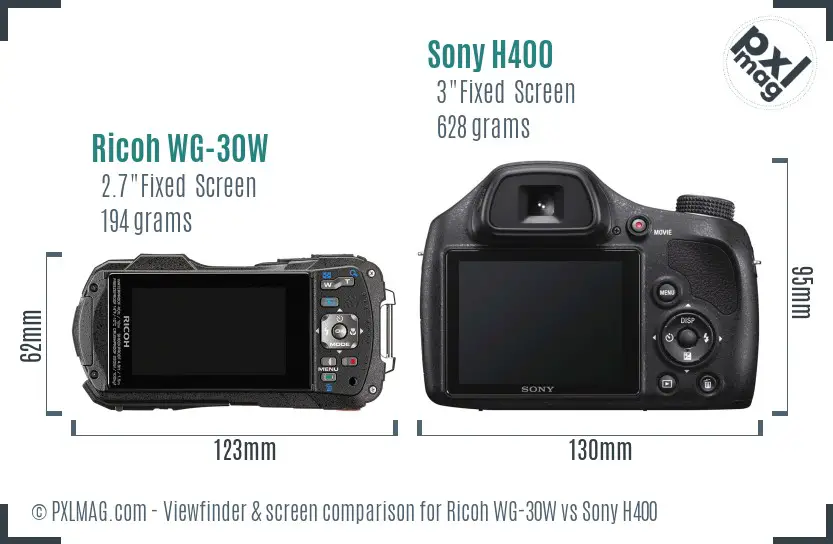 Ricoh WG-30W vs Sony H400 Screen and Viewfinder comparison Ricoh WG-30W vs Sony H400 Screen and Viewfinder comparison