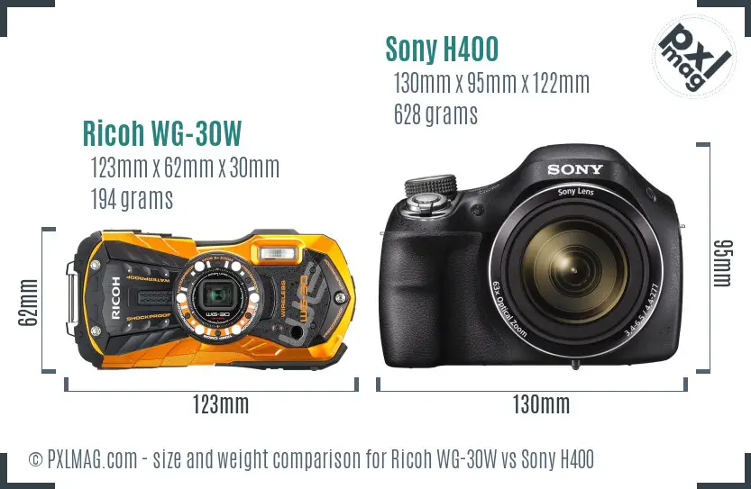 Ricoh WG-30W vs Sony H400 size comparison Ricoh WG-30W vs Sony H400 size comparison