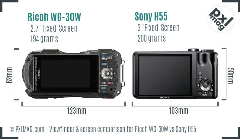 Ricoh WG-30W vs Sony H55 Screen and Viewfinder comparison Ricoh WG-30W vs Sony H55 Screen and Viewfinder comparison