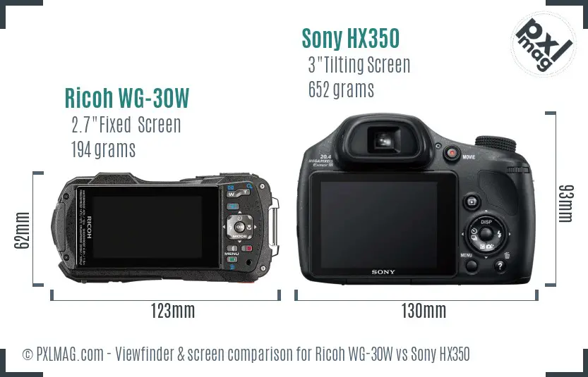 Ricoh WG-30W vs Sony HX350 Screen and Viewfinder comparison Ricoh WG-30W vs Sony HX350 Screen and Viewfinder comparison