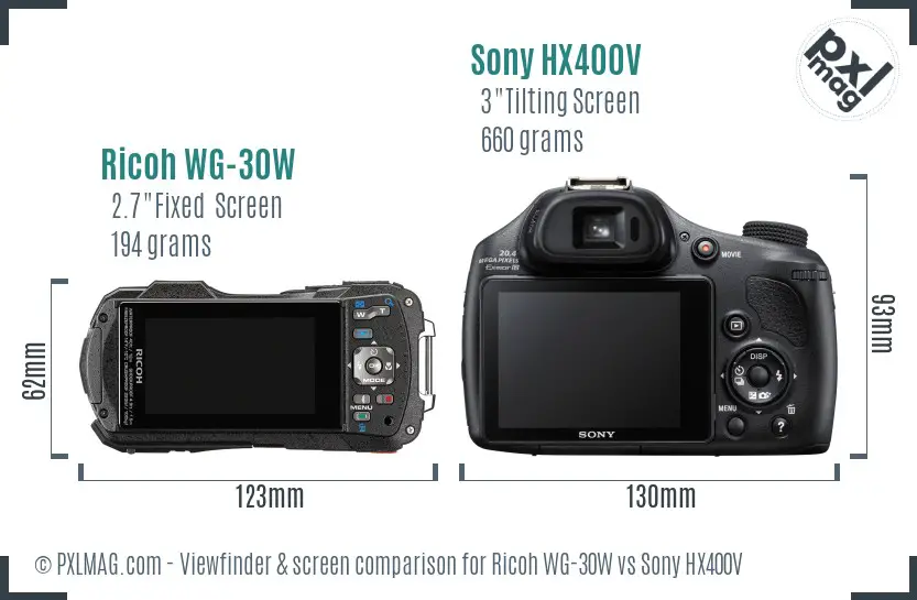 Ricoh WG-30W vs Sony HX400V Screen and Viewfinder comparison Ricoh WG-30W vs Sony HX400V Screen and Viewfinder comparison