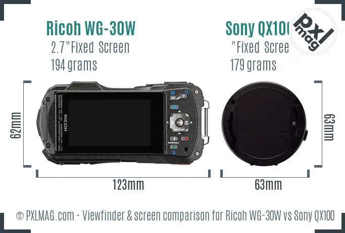 Ricoh WG-30W vs Sony QX100 Screen and Viewfinder comparison Ricoh WG-30W vs Sony QX100 Screen and Viewfinder comparison