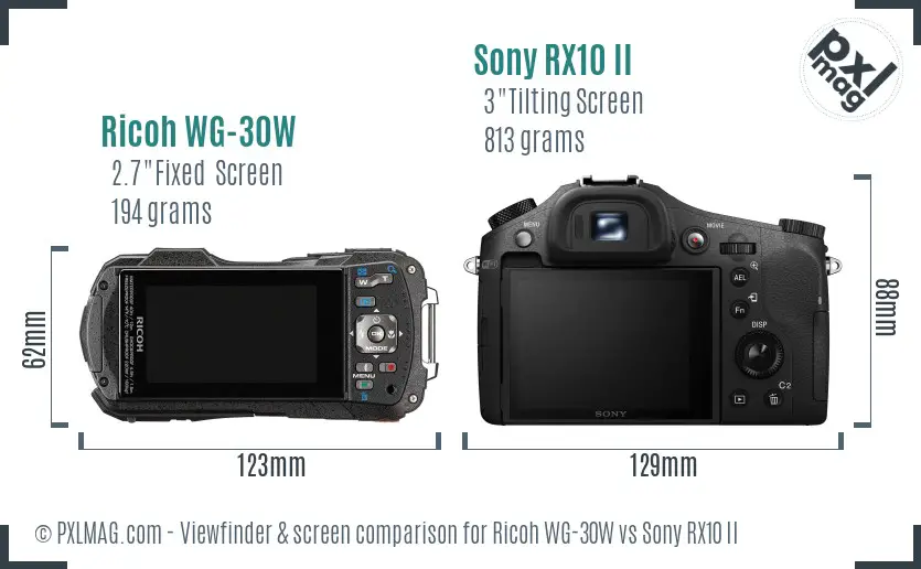 Ricoh WG-30W vs Sony RX10 II Screen and Viewfinder comparison Ricoh WG-30W vs Sony RX10 II Screen and Viewfinder comparison