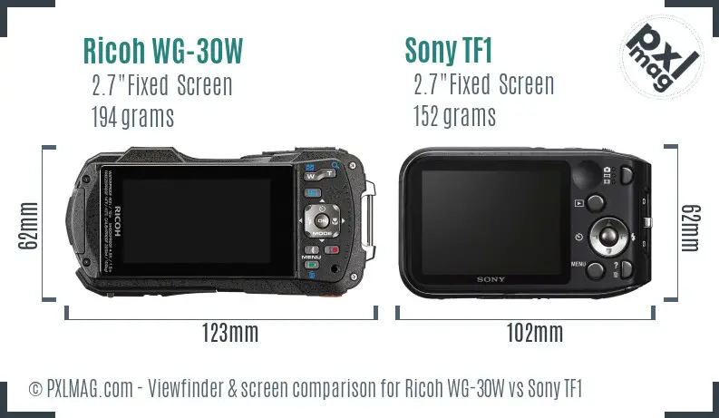 Ricoh WG-30W vs Sony TF1 Screen and Viewfinder comparison