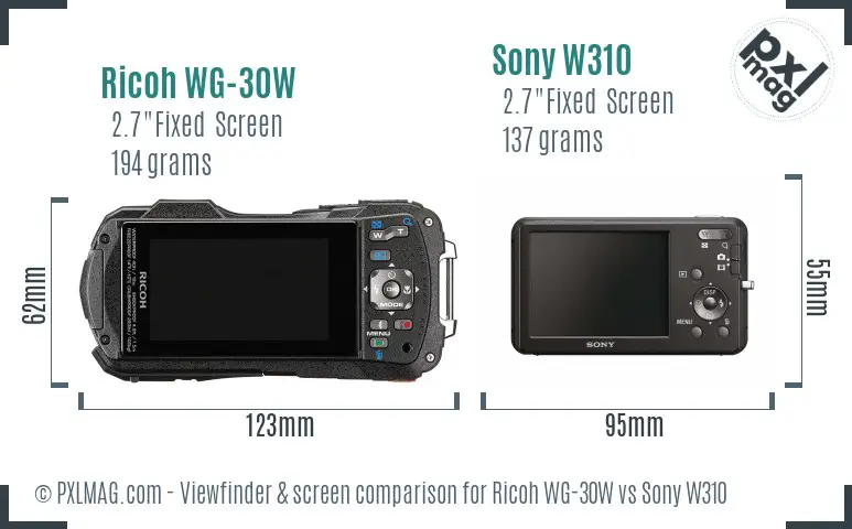 Ricoh WG-30W vs Sony W310 Screen and Viewfinder comparison