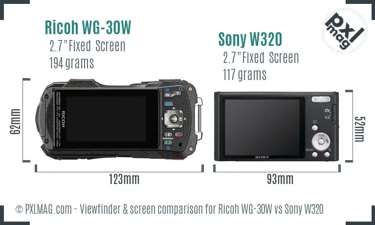 Ricoh WG-30W vs Sony W320 Screen and Viewfinder comparison