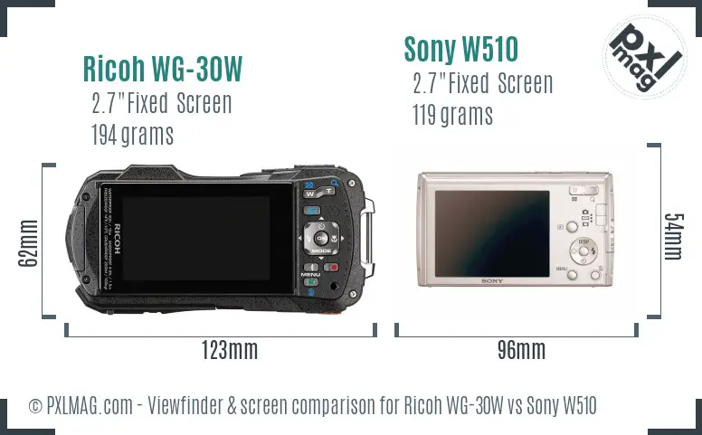 Ricoh WG-30W vs Sony W510 Screen and Viewfinder comparison