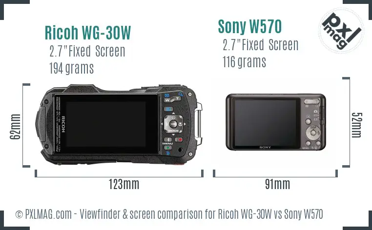 Ricoh WG-30W vs Sony W570 Screen and Viewfinder comparison