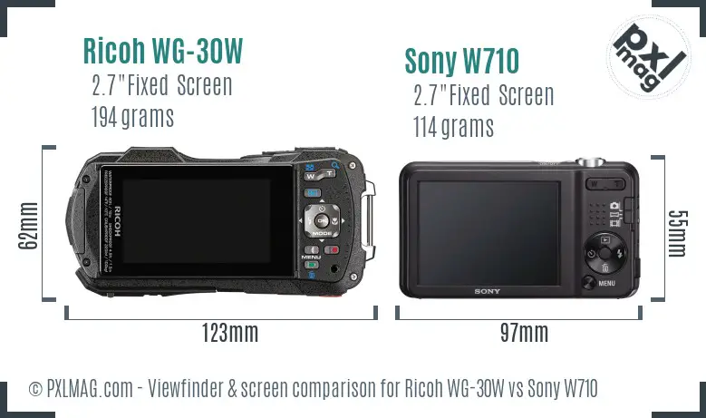 Ricoh WG-30W vs Sony W710 Screen and Viewfinder comparison