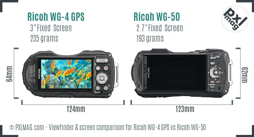 Ricoh WG-4 GPS vs Ricoh WG-50 Screen and Viewfinder comparison