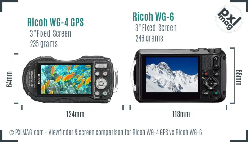 Ricoh WG-4 GPS vs Ricoh WG-6 Screen and Viewfinder comparison