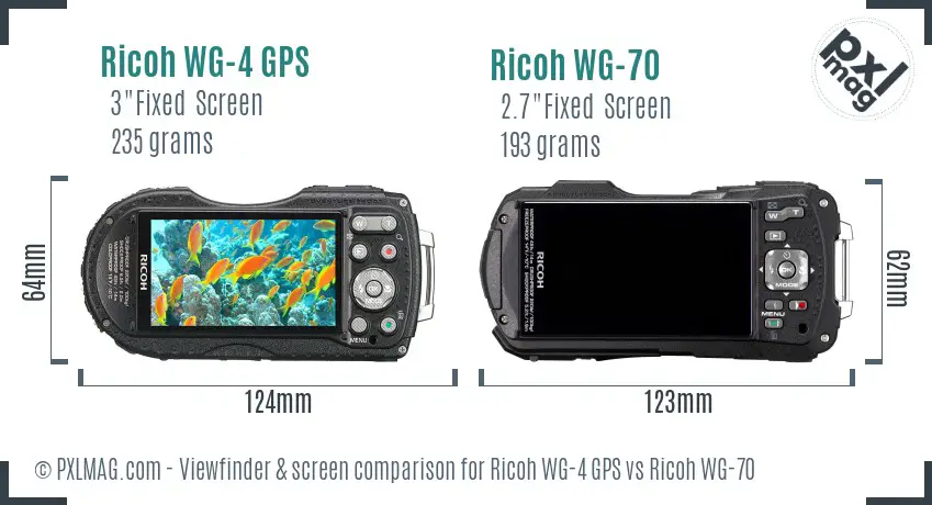 Ricoh WG-4 GPS vs Ricoh WG-70 Screen and Viewfinder comparison