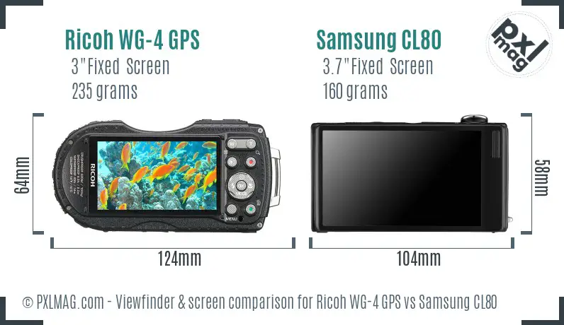 Ricoh WG-4 GPS vs Samsung CL80 Screen and Viewfinder comparison
