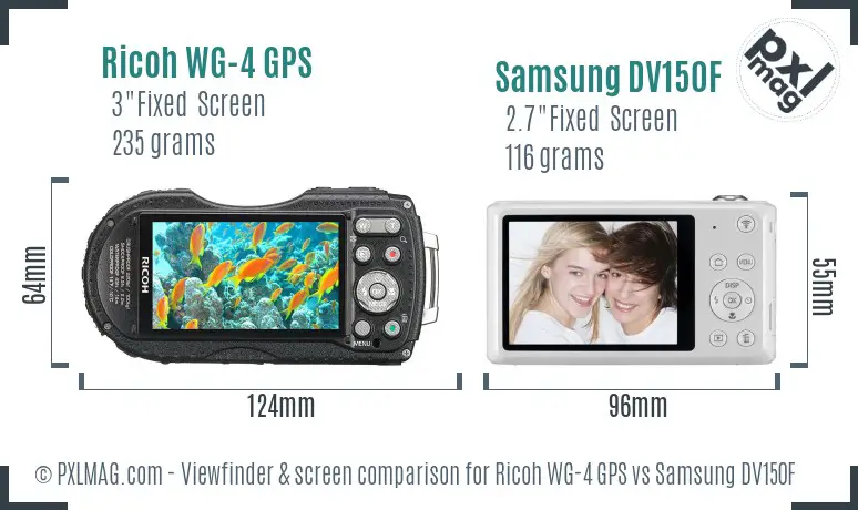 Ricoh WG-4 GPS vs Samsung DV150F Screen and Viewfinder comparison