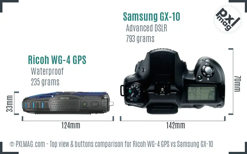 Ricoh WG-4 GPS vs Samsung GX-10 top view buttons comparison
