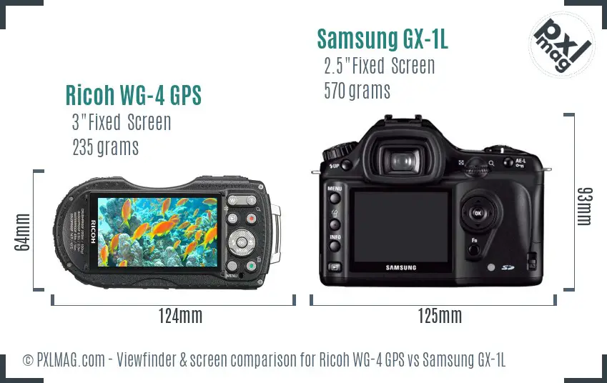 Ricoh WG-4 GPS vs Samsung GX-1L Screen and Viewfinder comparison