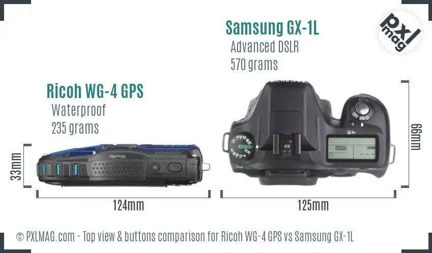 Ricoh WG-4 GPS vs Samsung GX-1L top view buttons comparison