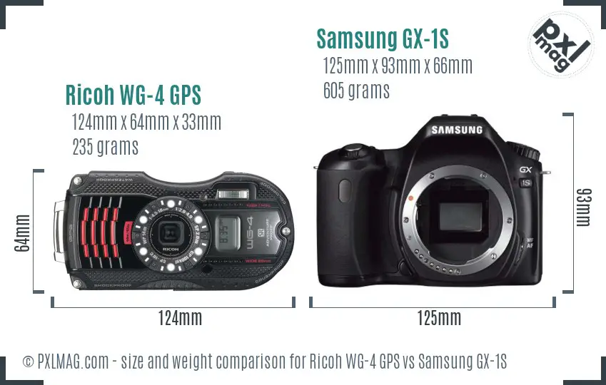 Ricoh WG-4 GPS vs Samsung GX-1S size comparison