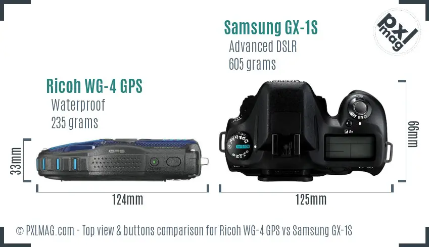 Ricoh WG-4 GPS vs Samsung GX-1S top view buttons comparison