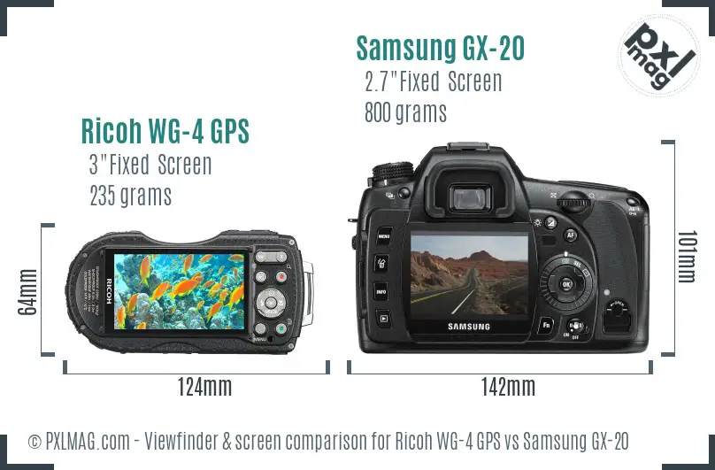 Ricoh WG-4 GPS vs Samsung GX-20 Screen and Viewfinder comparison