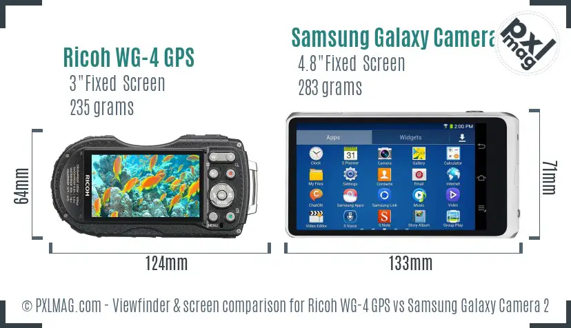 Ricoh WG-4 GPS vs Samsung Galaxy Camera 2 Screen and Viewfinder comparison