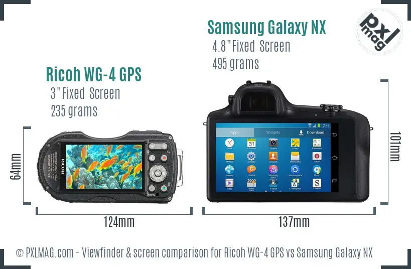 Ricoh WG-4 GPS vs Samsung Galaxy NX Screen and Viewfinder comparison Ricoh WG-4 GPS vs Samsung Galaxy NX Screen and Viewfinder comparison