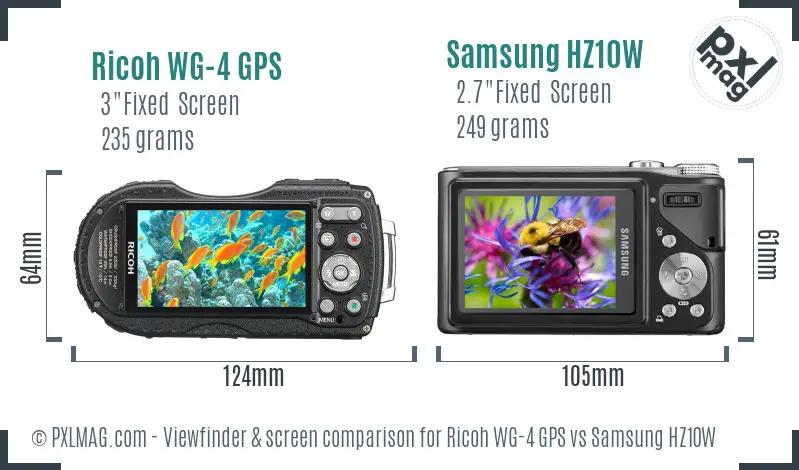 Ricoh WG-4 GPS vs Samsung HZ10W Screen and Viewfinder comparison