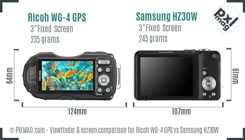 Ricoh WG-4 GPS vs Samsung HZ30W Screen and Viewfinder comparison