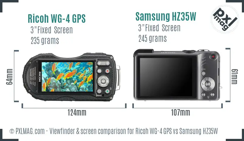 Ricoh WG-4 GPS vs Samsung HZ35W Screen and Viewfinder comparison