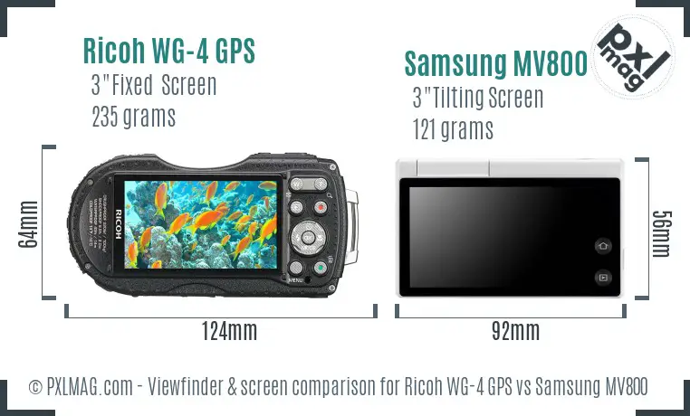 Ricoh WG-4 GPS vs Samsung MV800 Screen and Viewfinder comparison