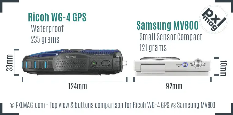Ricoh WG-4 GPS vs Samsung MV800 top view buttons comparison