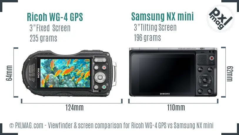 Ricoh WG-4 GPS vs Samsung NX mini Screen and Viewfinder comparison