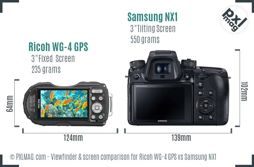 Ricoh WG-4 GPS vs Samsung NX1 Screen and Viewfinder comparison
