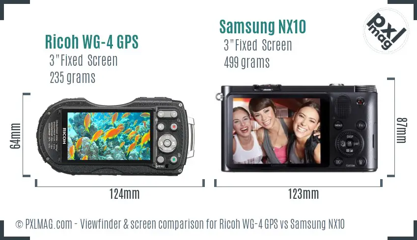 Ricoh WG-4 GPS vs Samsung NX10 Screen and Viewfinder comparison