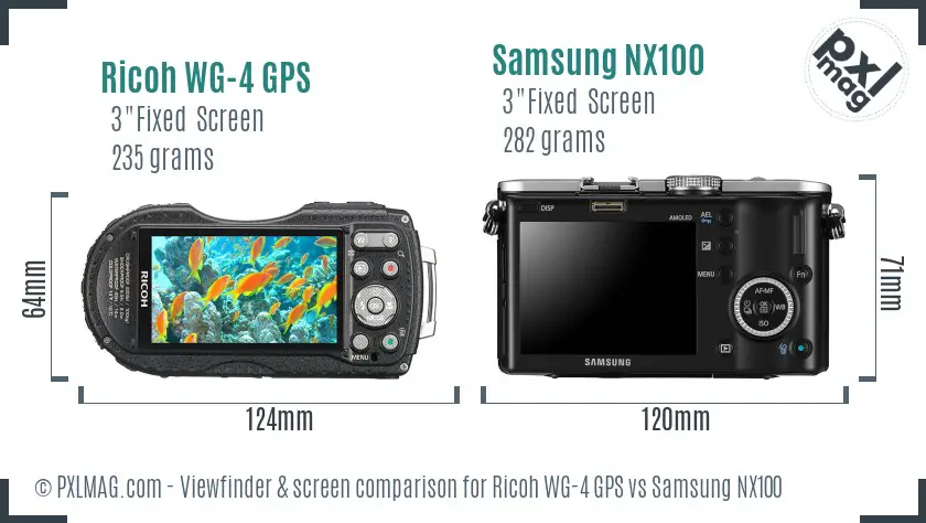 Ricoh WG-4 GPS vs Samsung NX100 Screen and Viewfinder comparison