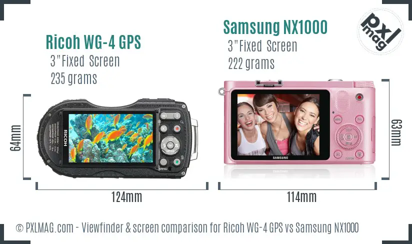 Ricoh WG-4 GPS vs Samsung NX1000 Screen and Viewfinder comparison