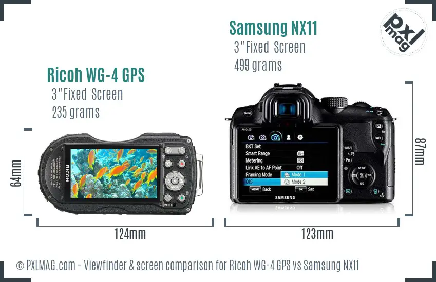 Ricoh WG-4 GPS vs Samsung NX11 Screen and Viewfinder comparison