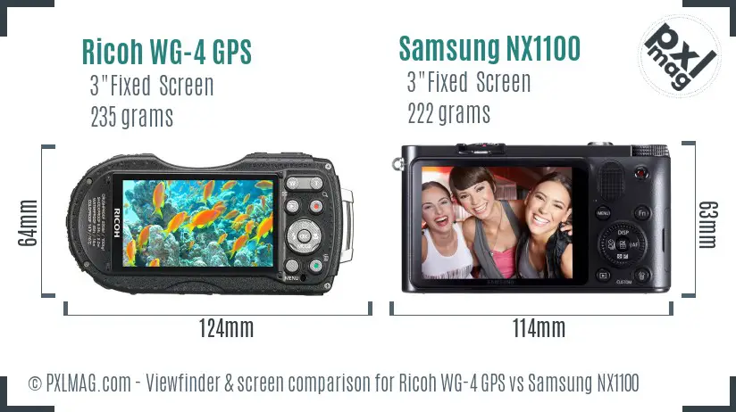 Ricoh WG-4 GPS vs Samsung NX1100 Screen and Viewfinder comparison