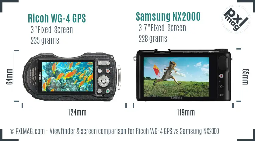 Ricoh WG-4 GPS vs Samsung NX2000 Screen and Viewfinder comparison
