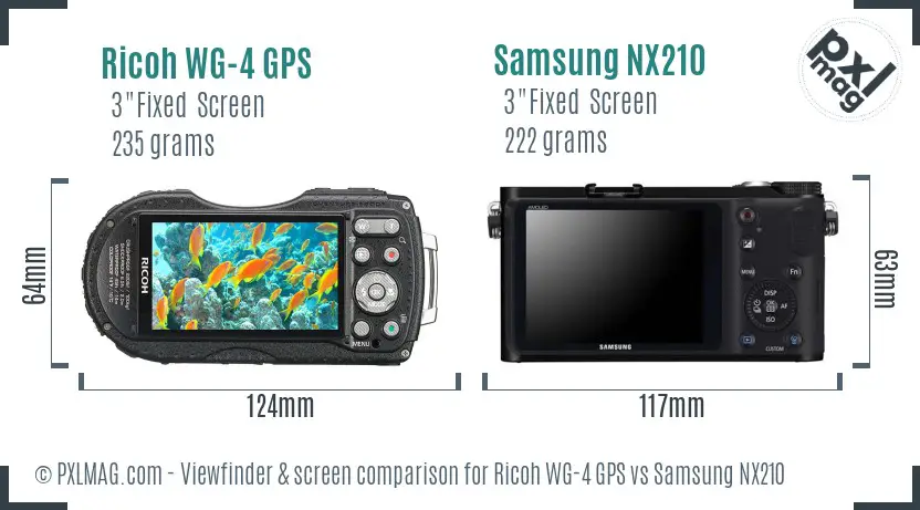 Ricoh WG-4 GPS vs Samsung NX210 Screen and Viewfinder comparison