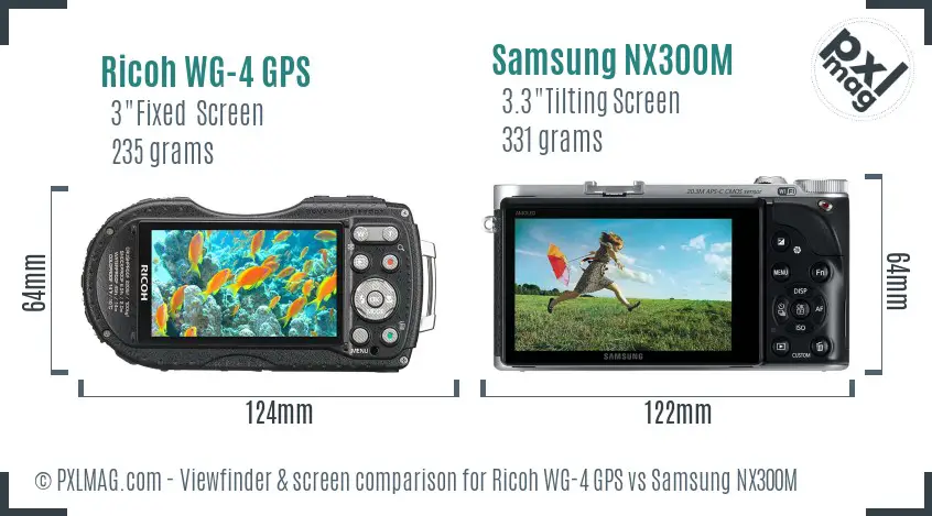 Ricoh WG-4 GPS vs Samsung NX300M Screen and Viewfinder comparison