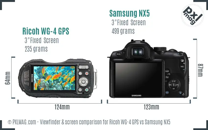 Ricoh WG-4 GPS vs Samsung NX5 Screen and Viewfinder comparison