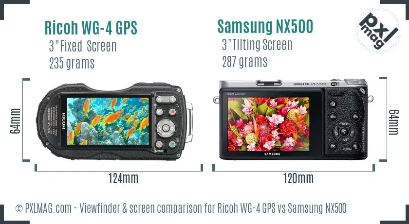 Ricoh WG-4 GPS vs Samsung NX500 Screen and Viewfinder comparison
