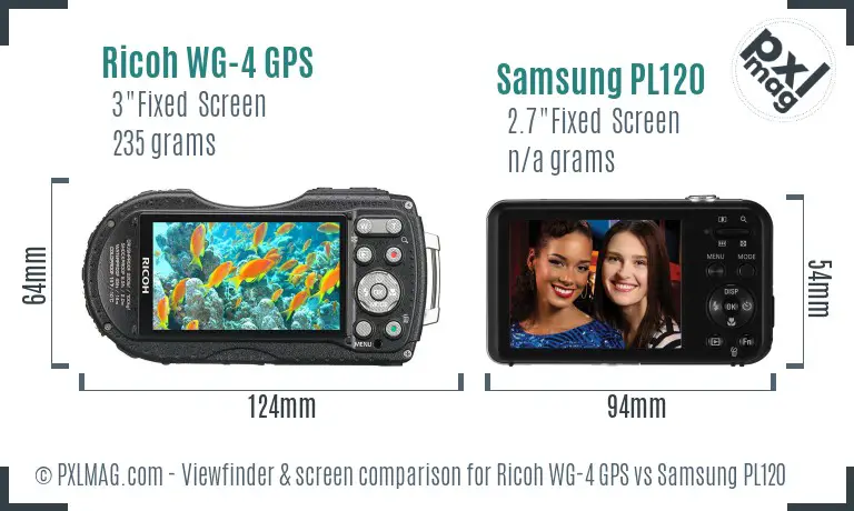 Ricoh WG-4 GPS vs Samsung PL120 Screen and Viewfinder comparison